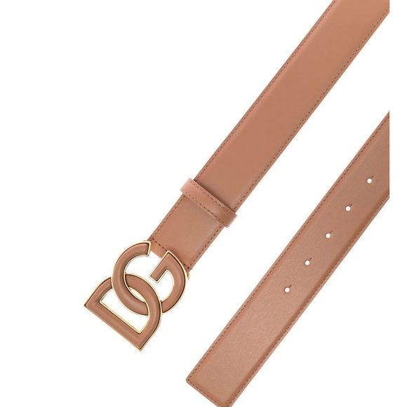 DOLCE  & GABBANA Tonal CALFSKIN BELT WITH DG LOGO Antique Rose main image 7